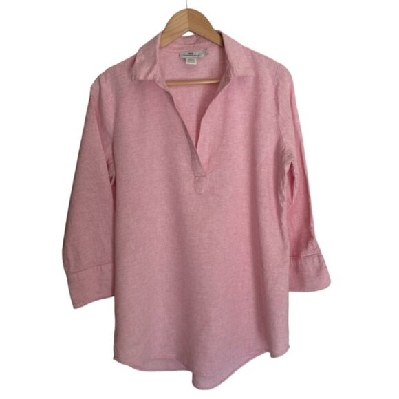 Vineyard Vines Tops - Vineyard Vines Pink & White Linen Blend Tunic Small